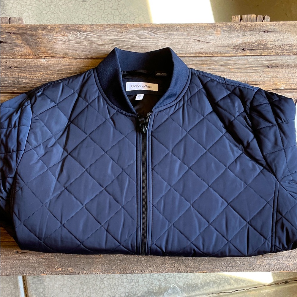 Calvin Klein Navy Quilted Bomber Jacket